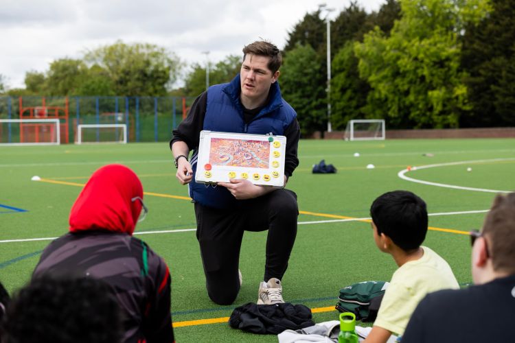 Sport welfare session being delivered to children